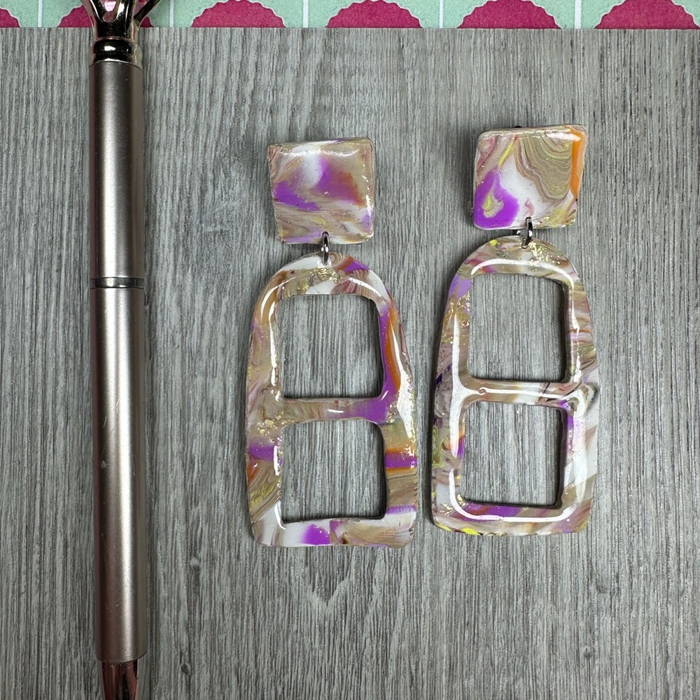 Polymer Clay Window Like Abstract Multicolor Dang… - image 1